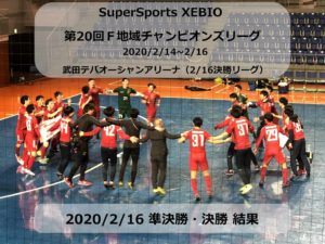 SuperSports XEBIO 第20回Ｆ地域チャンピオンズリーグ2020/2/16 準決勝・決勝 結果