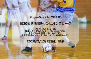 SuperSports XEBIO 第20回Ｆ地域チャンピオンズリーグ2020/2/15（2日目）結果